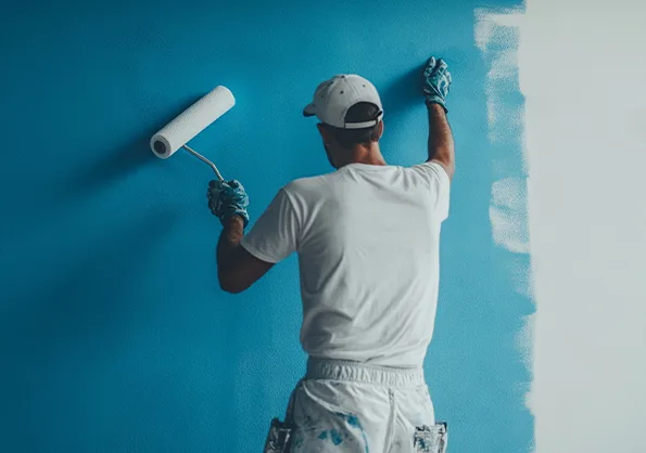 Homem pintando uma parede